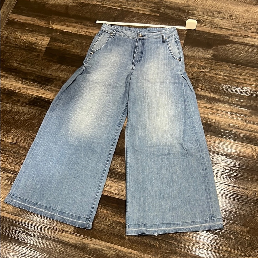 Tortoise Palazzo Wide-Leg Blue Jeans sz 26